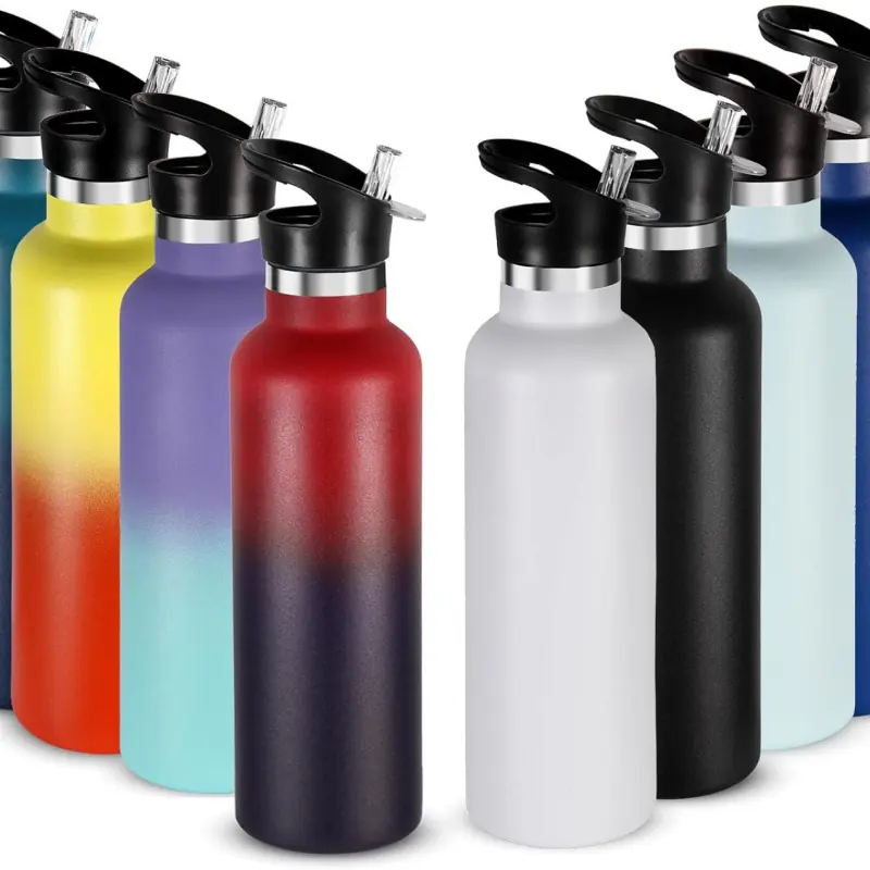 Stainless Steel Double Wall Bottle with Straw Lid - AUSPACE