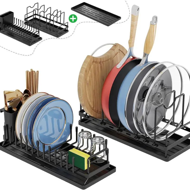 Pot Drying Racks Stainless Steel Dish Drying Rack with Pots - AUSPACE