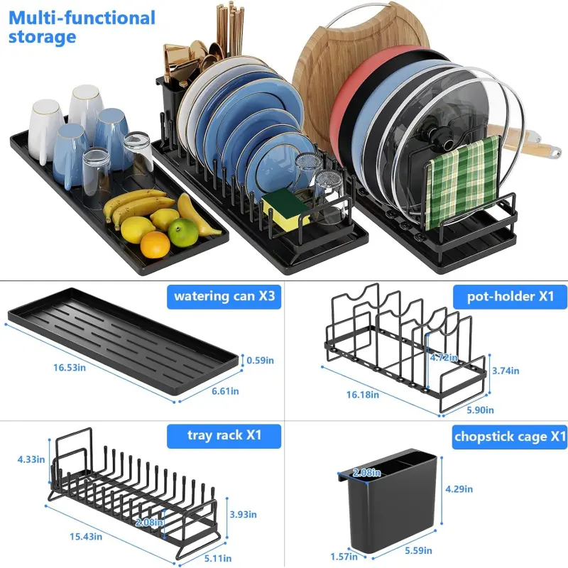 Stainless Steel Dish Drying Rack with Pots - AUSPACE